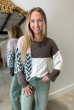 Patchwork Sweater Cream/Brown