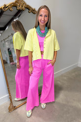 Dillon Mineral Wash Pant Set Fuchsia