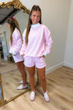 Homebody Striped Mock Neck Short Set Pink