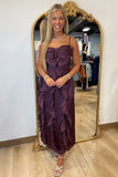 Ophelia Ruffled Bow Maxi Dress Plum