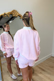 Homebody Striped Mock Neck Short Set Pink