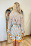 Golden Harvest Floral Belted Dress Orange