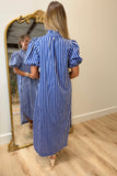 Mono Stripes Midi Dress Blue