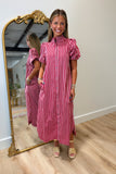 Mono Stripes Midi Dress Red