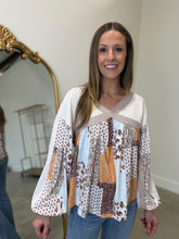Criss Cross Patchwork Top Cream