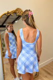 A Line Athletic Dress Blue Plaid