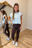 Gym Time Cutout Back Polka Dot Top Brown