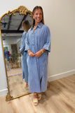 Styling Stripes Midi Shirt Dress Navy