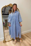 Styling Stripes Midi Shirt Dress Navy