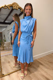Draped Delicacy Midi Dress Blue