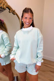 Homebody Striped Mock Neck Short Set Mint