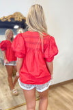 Scarlett Dreams Puff Sleeve Top Red