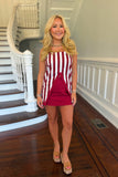Game Day Glory Front Slit Skort Set Crimson