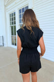 Stella Front Zip Romper Black