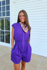 Stella Front Zip Romper Purple