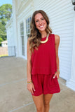 Extra Point Relaxed Short Set Crimson