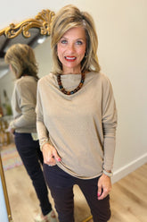 Always Together Off the Shoulder Top Truffle