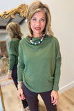 Always Together Off the Shoulder Top Cedar Green