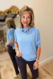 Always Together Off the Shoulder Top Slate Blue