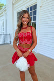 Kickoff Wavy Details Skort Set Red