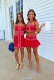 Kickoff Wavy Details Skort Set Red
