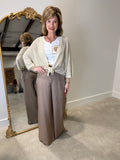 Charlie B Satin Belted Trousers Sand