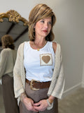 Charlie B Crochet Patch Pocket Tank Ecru