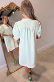 Umgee Pinstripe Shift Dress Sage