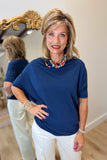 Always Together Off the Shoulder Top Navy Blue