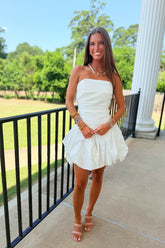 Victory Bubble Mini Dress White