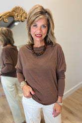 Always Together Off the Shoulder Top Chestnut
