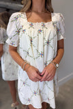 Embroidered Spring Dress Cream