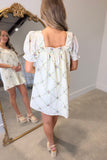 Embroidered Spring Dress Cream