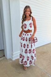 All Set For Kickoff Maxi Skirt Set White