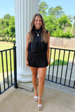 Game Day Glam Pleated Set Black