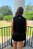 Game Day Glam Pleated Set Black