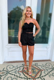 Half Time Button Down Short Set Black