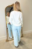Blooming Blue Sweater White