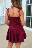 Touchdown Lace Trim Dress Maroon
