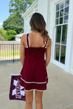 Dibs on the Quarterback Cutout Dress Maroon