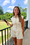 Southern Hospitality Denim Romper Cream