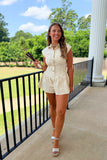Southern Hospitality Denim Romper Cream