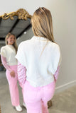 Date Night Mock Neck SS Sweater Top Ivory RESTOCK