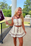 Huddle Up Embroidered Set Maroon