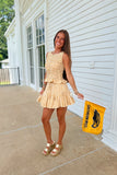 Gingham Grace Skirt Set Gold
