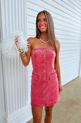 Denim Darling Mini Dress Red