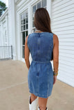 Move the Chain Denim Belted Dress