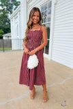 Field Stripes Midi Dress Maroon