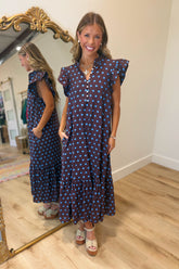 Polka Poise Midi Dress Brown