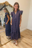 Polka Poise Midi Dress Brown